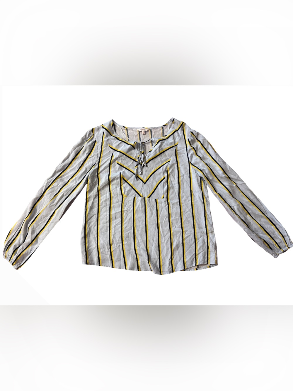 Candie's White Striped Blouse with Yellow and Black Accents